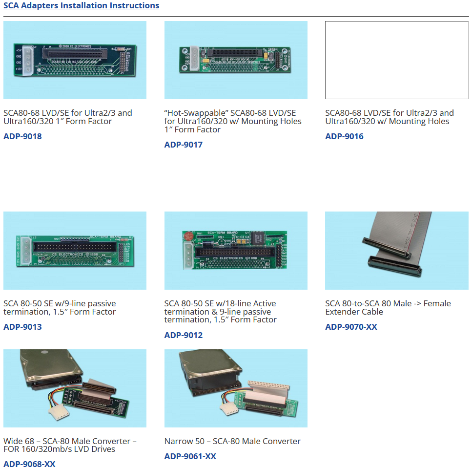 SCA Drive Adapters – CS Electronics